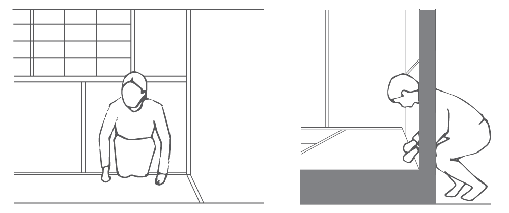 illustraion of how to enter nijiri-guchi