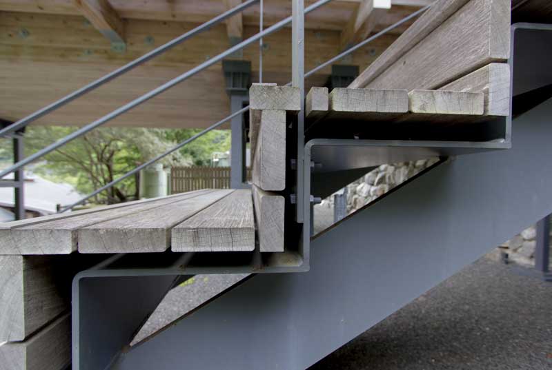 Yusuhara Wooden Bridge Museum Stairs Detail